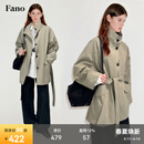 fano studios范洛Fano 慵懒氛围感重工分割水洗工艺质感松弛短风衣外套女春季 卡其灰第二批 S
