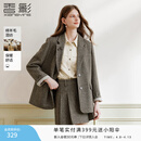 香影老钱风咖色西装外套女2026春季新款含羊毛单排扣通勤正肩西服 咖色 S 155/80A/85-95斤