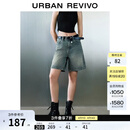 UR2026夏季新款女装潮流复古水洗腰带牛仔短裤UYV860036+ 蓝色 28