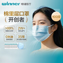 稳健医用外科口罩夏季透气亲肤100只 灭菌级口罩防晒防花粉过敏