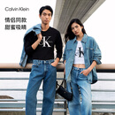 Calvin KleinJeans【正肩百搭】春秋男女情侣通勤ck印花打底圆领长袖T恤上衣 UB1-太空黑 M