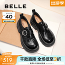 百丽（Belle）张凌赫推荐黑巧乐福鞋女商场英伦风牛皮厚底小皮鞋E1Z1DAM6预售 黑色 37