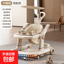婴儿学步车防o型腿多功能宝宝手推车6到18个月三合一2026新款 【顶配版】卡其棕/餐盘/灯光/音乐/推把/脚垫/棚