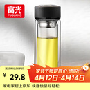 富光 男女士双层玻璃杯 水杯 支持团购定制 304杯子泡茶杯400ML黑