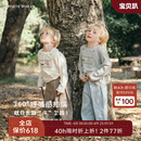 white wheat儿童2025秋季新款长袖男女童休闲纯棉T恤小宝宝打底衫 米色 90 肩开扣