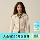 ELAND衣恋卫衣女双头拉链正肩长袖连帽外套新款 燕麦色(33)OATMEAL L /170