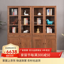 唐煌轩红木家具非洲鸡翅木（学名：非洲崖豆木）实木书柜书架中式仿古书橱多层展示柜玻璃门置物柜 196*38*198cm一对