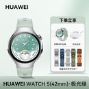 华为（HUAWEI）【15】华为WATCH 5智能手表esim独立通话女性健康管理高血糖风险评估ECG心电分析微体检送 华为WATCH 5【42mm】极光绿