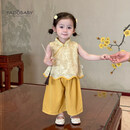FADOBABY女童夏款国风套装2026新款宝宝新中式周岁礼服上衣阔腿裤夏日唐装