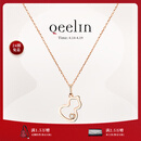 Qeelin麒麟官方Wulu系列18K玫瑰金镂空镶钻葫芦项链 玫瑰色18K金 均码