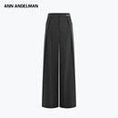 ANN ANDELMAN2026夏季新款优雅蝴蝶结西裤灰色垂感通勤休闲直筒裤 灰色 S