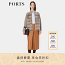 PORTS宝姿女装秋冬新品针梭结合皮草针织外套LQ9U028WZM003 拿铁咖色 L （8）