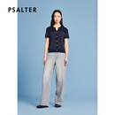 PSALTER诗篇2026夏季新款专选圆领+V领设计撞色条纹短袖针织polo衫 藏蓝 M