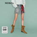 MO&Co.【姆明联名】牛仔短裤2026夏新品做旧棉质印花A字裙裤MBF2SOT004 牛仔蓝色 M 27
