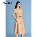 PSALTER诗篇2026夏季新款专选复古卡其涤棉混纺收腰工装风连衣裙 卡其 L