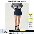 UR2026夏季新款女装休闲复古裙片叠加牛仔裙裤UYY860092+ 靛蓝 27