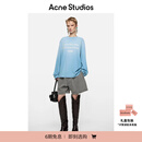 Acne Studios[6期免息]男女同款做旧1996印花宽松落肩长袖T恤 矢车菊蓝 （新色焕新发售） S -女 / XS-男
