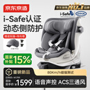 京东京造儿童安全座椅0-6-7岁婴儿宝宝i-Safe双通风加热星际舱3.0星雾灰