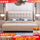 紫金檀木实木床1.8m双人床2米主卧大床榫卯软包床1.5m带储物婚床 实木软包单床【包送装】 1500mm*2000mm 框架结构