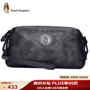 暇步士（Hush Puppies） 手拿包包头层牛皮大容量休闲商务男包银灰色送男朋友生日礼物