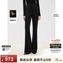 朗姿【精英衣橱】微喇高腰西裤春季新款职业通勤黑色西装裤女 黑色2 M