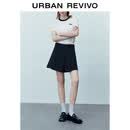 UR2026夏季新款女装休闲简约宽松廓形拉链棉质短裤UYY660043+ 墨蓝 M