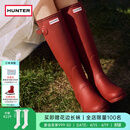 HUNTER雨靴户外露营女鞋惠灵顿经典英伦防水防滑骑士靴女长筒女靴高筒靴 哑光军红色/MLR 38