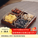 格娜斯 玻璃水果盘客厅复古轻奢创意零食分格干果盘北欧ins点心糖果盘