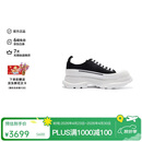 亚历山大麦昆（Alexander McQueen）礼物 女士黑色/白色帆布厚底系带靴 697072 W4AAQ 1070 36