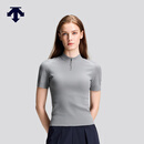 迪桑特（DESCENTE）WOMEN’S BLEU女士亲肤半拉连修身短袖针织套头衫 GY-灰色 M (165/84A)