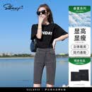 萨拉维夫牛仔短裤女2026夏季新款五分薄款高腰显瘦5分紧身中裤 烟灰色 25
