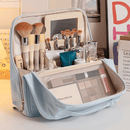 化妆包收纳大容量便携外出旅行收纳包多层可立式挂行李箱镜子包 海盐蓝【可挂行李箱】