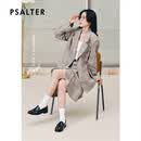 PSALTER诗篇2026夏季新款【周雨彤同款】复古学院风亚麻格纹西装 浅栗色 S