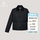 哈吉斯（HAZZYS）女装 女士菱形格撞色领短款棉服女ASSSU0CCU23