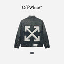 OFF-WHITE™轻奢牛仔外套男2026夏季新款宽松复古做旧翻领上衣男 深蓝 M