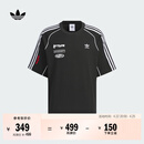 adidas机车风宽松纯棉运动圆领短袖T恤男装阿迪达斯官方三叶草 黑色/白 L