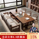 森圆木方实木大书桌去客厅化大长桌家用办公电脑桌带抽屉多人学习写字桌子 豪华220三抽+沙发椅*1+公主椅*2