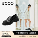 爱步（ECCO）厚底乐福鞋女倪妮同款英伦风一脚蹬厚底增高牛皮女鞋 踪迹220723 黑色22072301001 37 （尺码偏小）
