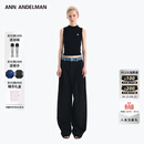 ANN ANDELMAN【王玉雯同款】官方直营 牛仔腰头拼接西裤直筒长裤 黑色 M