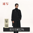 速写男装2025冬新品毛呢大衣H型宽松插肩袖9PA811630 001本黑 L