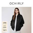 欧时力OCHIRLY 绵羊皮衣外套真皮夹克黑色高级感女机车早春新 黑色 M