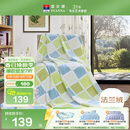 富安娜家纺毛毯 双人加大空调毯午睡毯法兰绒毯子 邂逅阳光180*200cm 绿