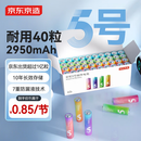 京东京造 5号电池40节彩虹装 五号电池碱性超性能无铅无汞 适用血压计/血糖仪/指纹锁/遥控器/儿童玩具