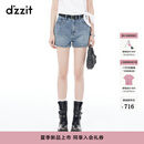 DZZIT地素牛仔短裤2026夏季新款甜酷丹宁做旧水洗高腰裤子女3K2XR281S 蓝色 XS