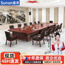 盛浪7.0米油漆大会议桌长方形长条桌会议室桌椅含24把耳朵椅