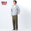 MUJI男式 粗细不均棉线紧密编织拉链连帽衫男士卫衣男生男款 AB1O7A5S 灰色 L (175/100A)