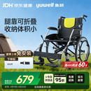 鱼跃(yuwell)手动轮椅车H053C铝合金折背折叠轻便老年残疾人代步
