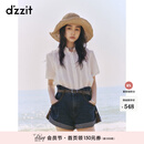 DZZIT地素牛仔短裤夏季丹宁宽松廓形纯棉卷边裤子女3J2R1111T 深蓝色 S