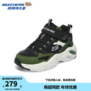 Skechers斯凯奇儿童秋冬保暖靴子男童魔术贴休闲运动防滑棉鞋405266L 黑色/橄榄色/BKOL 36