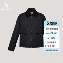 哈吉斯（HAZZYS）女装 女士菱形格撞色领短款棉服女ASSSU0CCU23